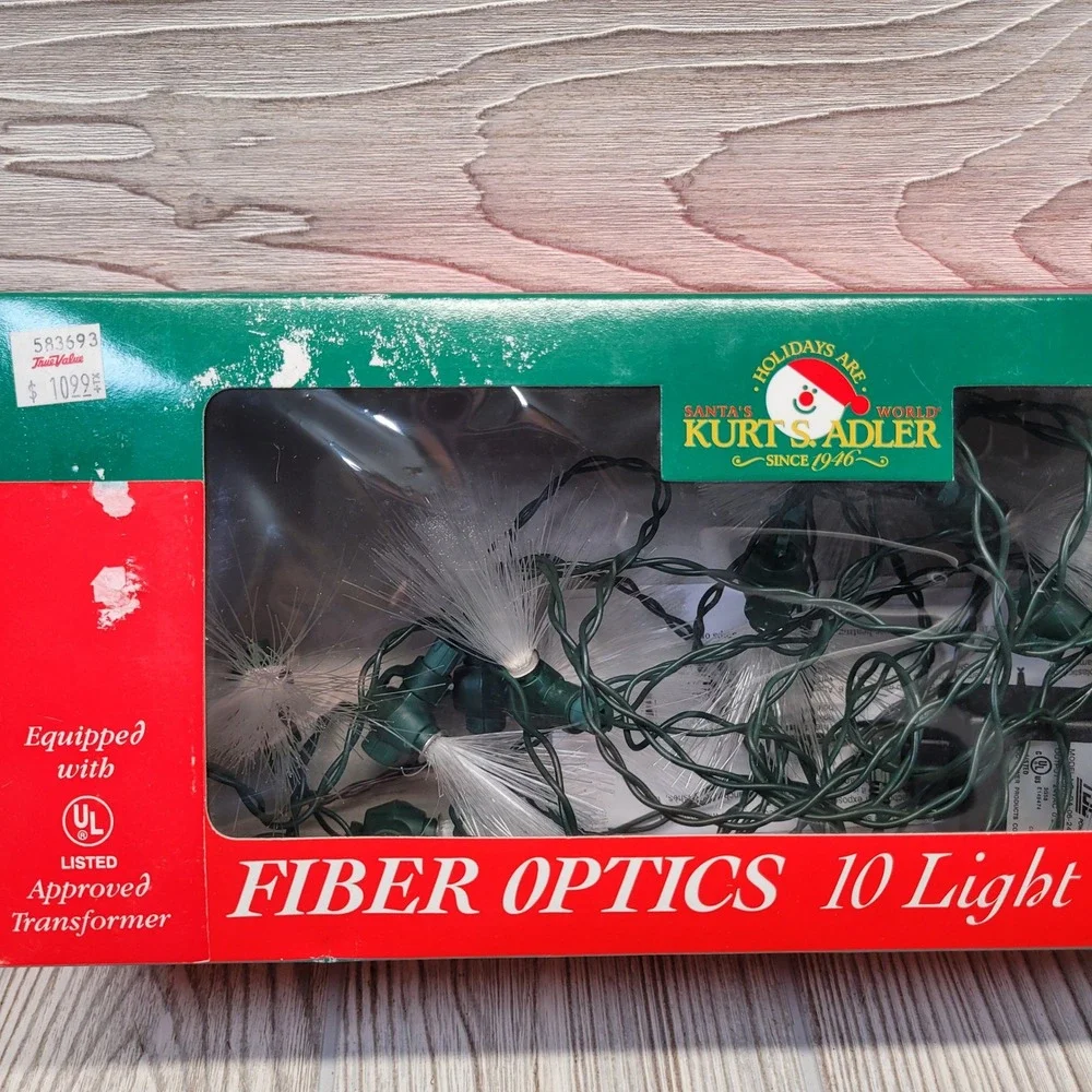 Kurt S Adler Fiber Optic 10 White String Light Set Christmas Tree Holiday Lights
